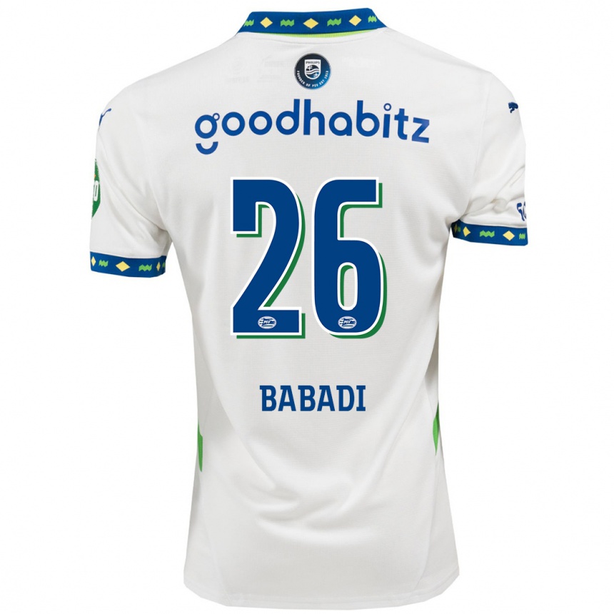 Kinder Fußball Isaac Babadi #26 Weiß Dunkelblau Ausweichtrikot Trikot 2024/25 T-Shirt Luxemburg