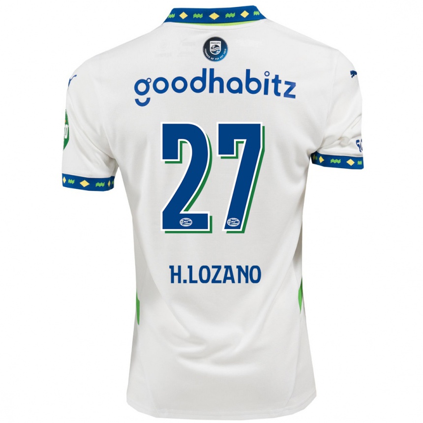 Kinder Fußball Hirving Lozano #27 Weiß Dunkelblau Ausweichtrikot Trikot 2024/25 T-Shirt Luxemburg