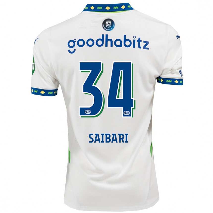 Kinder Fußball Ismael Saibari #34 Weiß Dunkelblau Ausweichtrikot Trikot 2024/25 T-Shirt Luxemburg