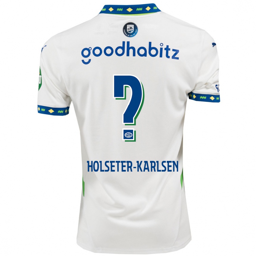 Kinder Fußball Philip Holseter-Karlsen #0 Weiß Dunkelblau Ausweichtrikot Trikot 2024/25 T-Shirt Luxemburg