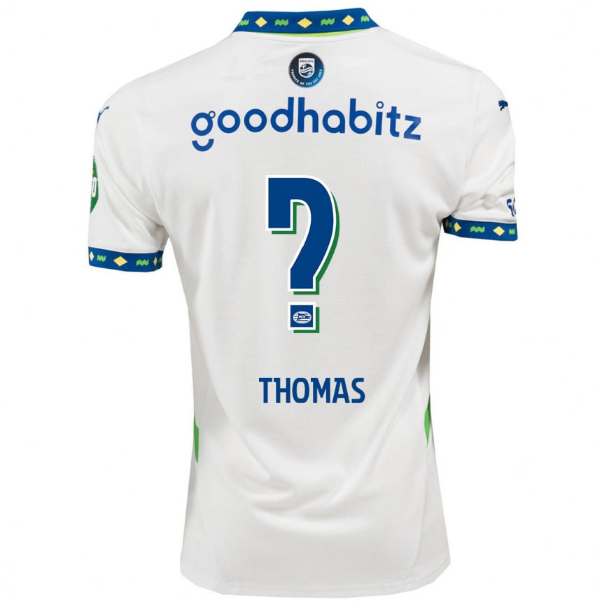 Kinder Fußball Ayodele Thomas #0 Weiß Dunkelblau Ausweichtrikot Trikot 2024/25 T-Shirt Luxemburg