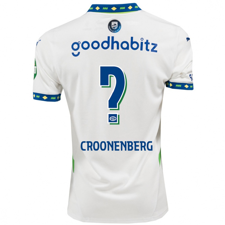 Kinder Fußball Luca Croonenberg #0 Weiß Dunkelblau Ausweichtrikot Trikot 2024/25 T-Shirt Luxemburg