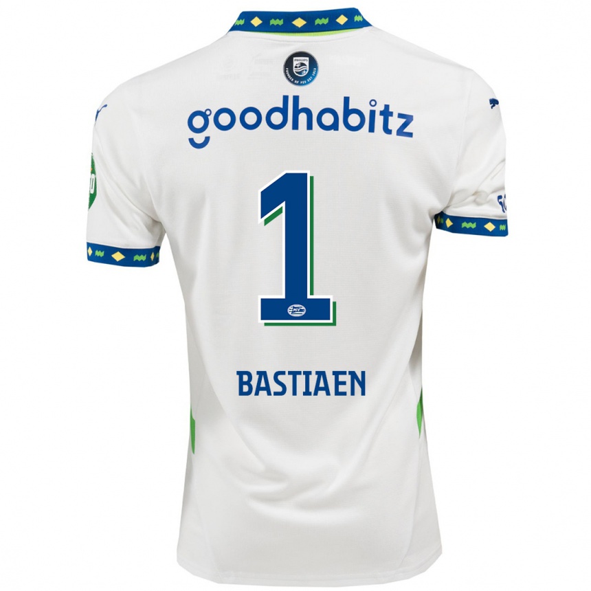 Kinder Fußball Femke Bastiaen #1 Weiß Dunkelblau Ausweichtrikot Trikot 2024/25 T-Shirt Luxemburg