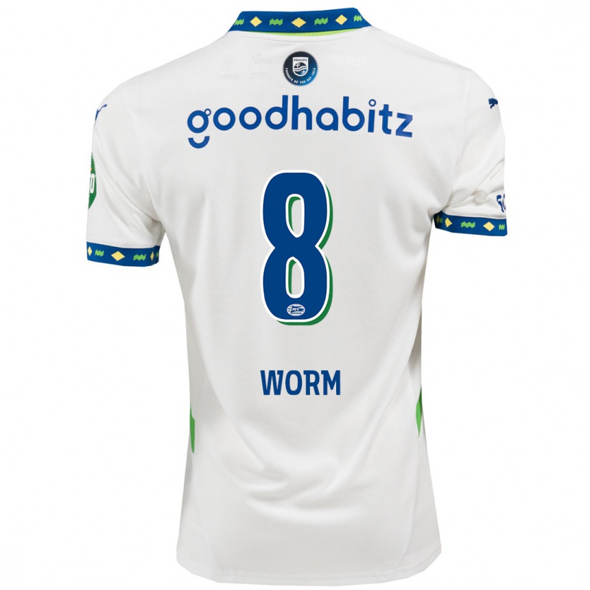 Kinder Fußball Siri Worm #8 Weiß Dunkelblau Ausweichtrikot Trikot 2024/25 T-Shirt Luxemburg