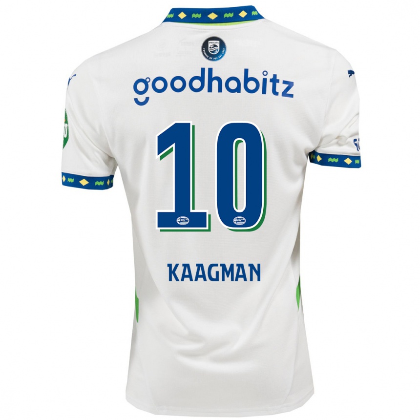 Kinder Fußball Inessa Kaagman #10 Weiß Dunkelblau Ausweichtrikot Trikot 2024/25 T-Shirt Luxemburg