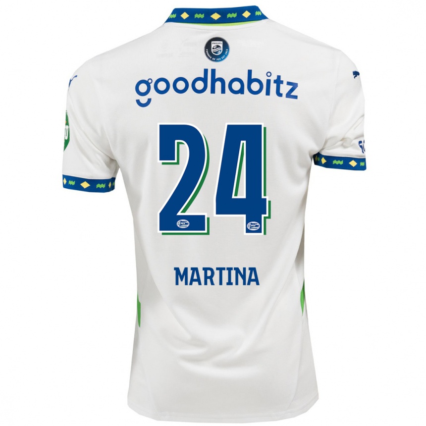 Kinder Fußball Shijona Martina #24 Weiß Dunkelblau Ausweichtrikot Trikot 2024/25 T-Shirt Luxemburg