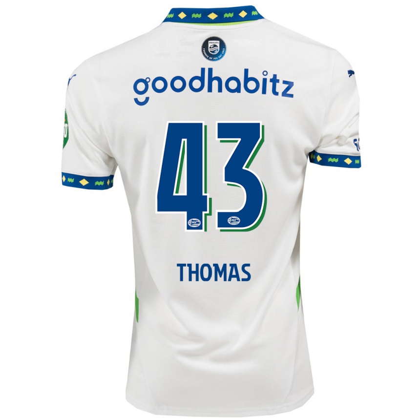 Kinder Fußball Kealyn Thomas #43 Weiß Dunkelblau Ausweichtrikot Trikot 2024/25 T-Shirt Luxemburg