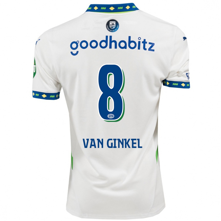 Kinder Fußball Marco Van Ginkel #8 Weiß Dunkelblau Ausweichtrikot Trikot 2024/25 T-Shirt Luxemburg