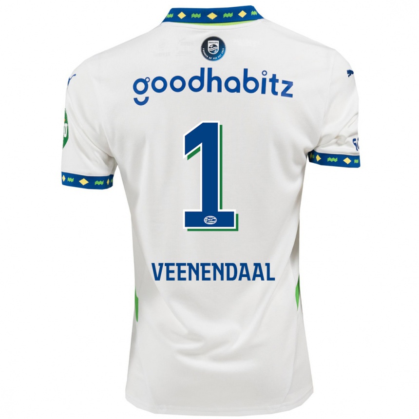 Kinder Fußball Sari Van Veenendaal #1 Weiß Dunkelblau Ausweichtrikot Trikot 2024/25 T-Shirt Luxemburg