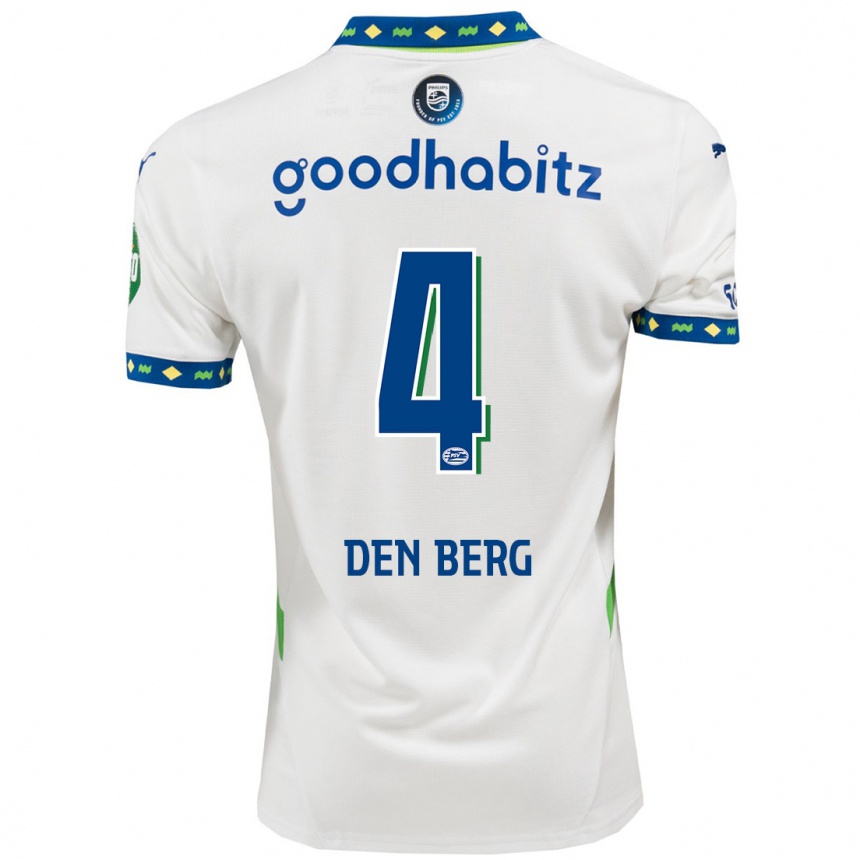 Kinder Fußball Mandy Van Den Berg #4 Weiß Dunkelblau Ausweichtrikot Trikot 2024/25 T-Shirt Luxemburg