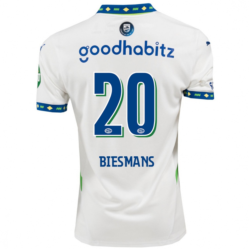 Kinder Fußball Julie Biesmans #20 Weiß Dunkelblau Ausweichtrikot Trikot 2024/25 T-Shirt Luxemburg