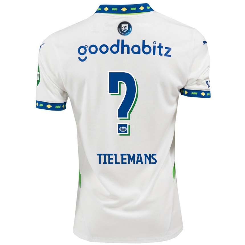 Kinder Fußball Mathijs Tielemans #0 Weiß Dunkelblau Ausweichtrikot Trikot 2024/25 T-Shirt Luxemburg