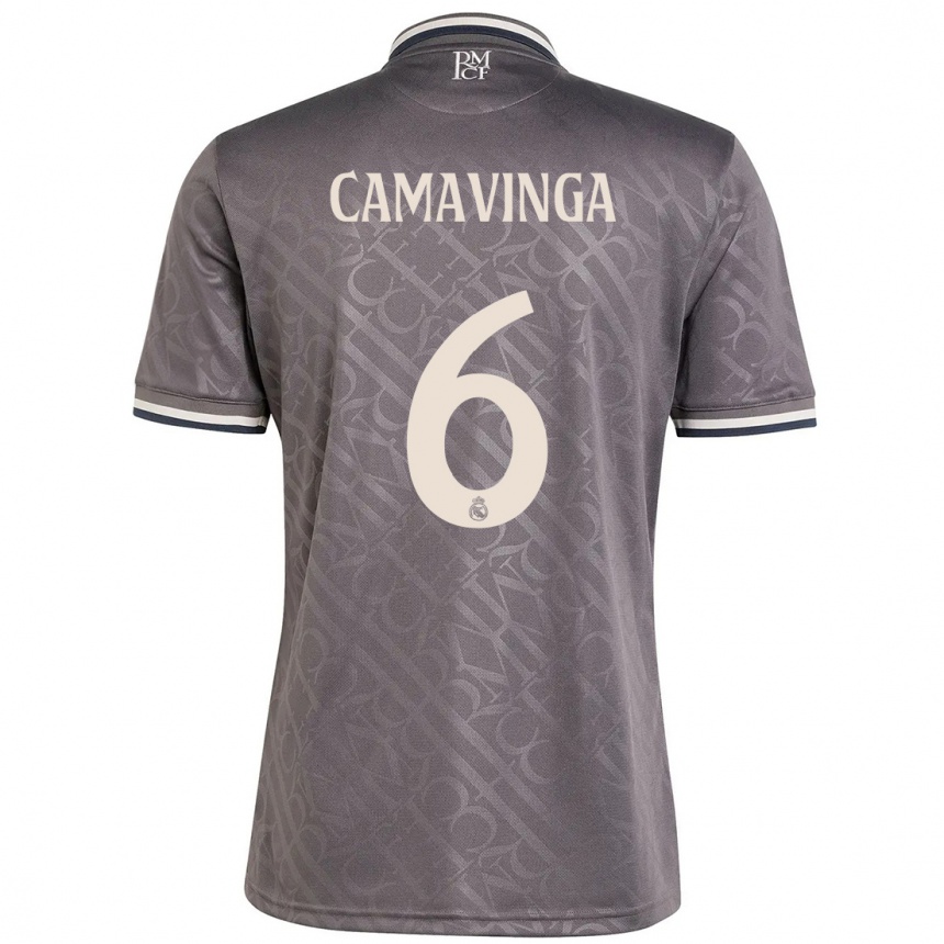 Kinder Fußball Eduardo Camavinga #6 Anthrazit Ausweichtrikot Trikot 2024/25 T-Shirt Luxemburg