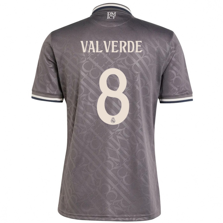 Kinder Fußball Federico Valverde #8 Anthrazit Ausweichtrikot Trikot 2024/25 T-Shirt Luxemburg