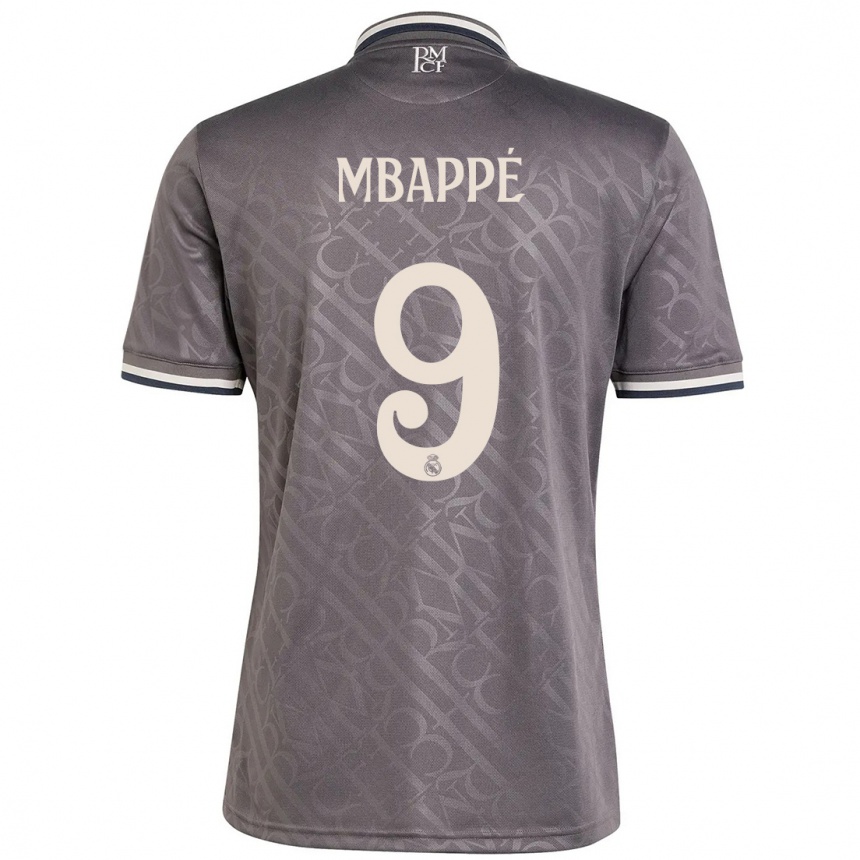 Kinder Fußball Kylian Mbappe #9 Anthrazit Ausweichtrikot Trikot 2024/25 T-Shirt Luxemburg