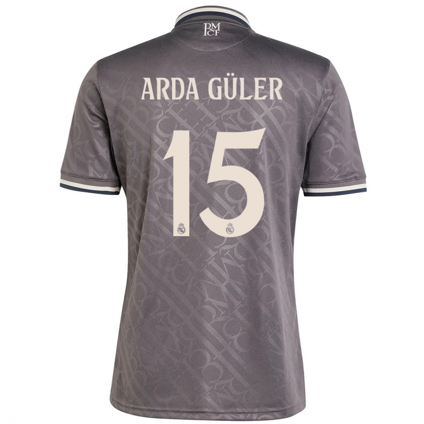 Kinder Fußball Arda Güler #15 Anthrazit Ausweichtrikot Trikot 2024/25 T-Shirt Luxemburg