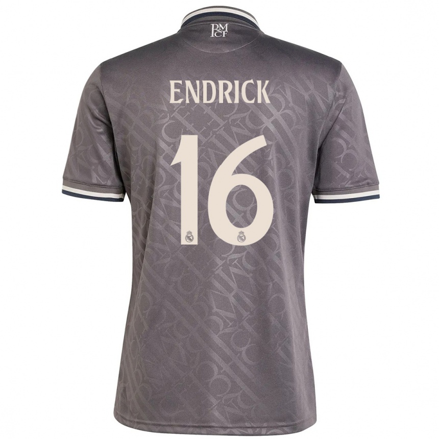 Kinder Fußball Endrick #16 Anthrazit Ausweichtrikot Trikot 2024/25 T-Shirt Luxemburg