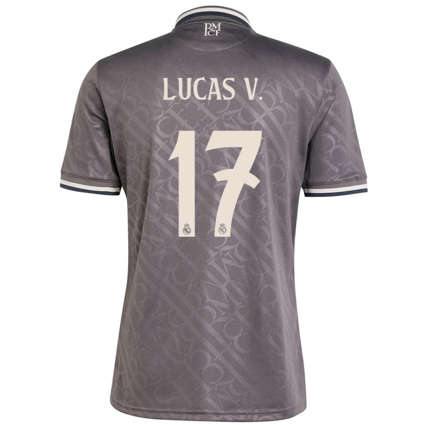 Kinder Fußball Lucas Vazquez #17 Anthrazit Ausweichtrikot Trikot 2024/25 T-Shirt Luxemburg