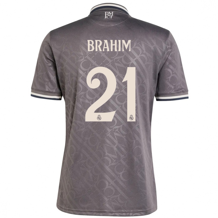 Kinder Fußball Brahim Diaz #21 Anthrazit Ausweichtrikot Trikot 2024/25 T-Shirt Luxemburg