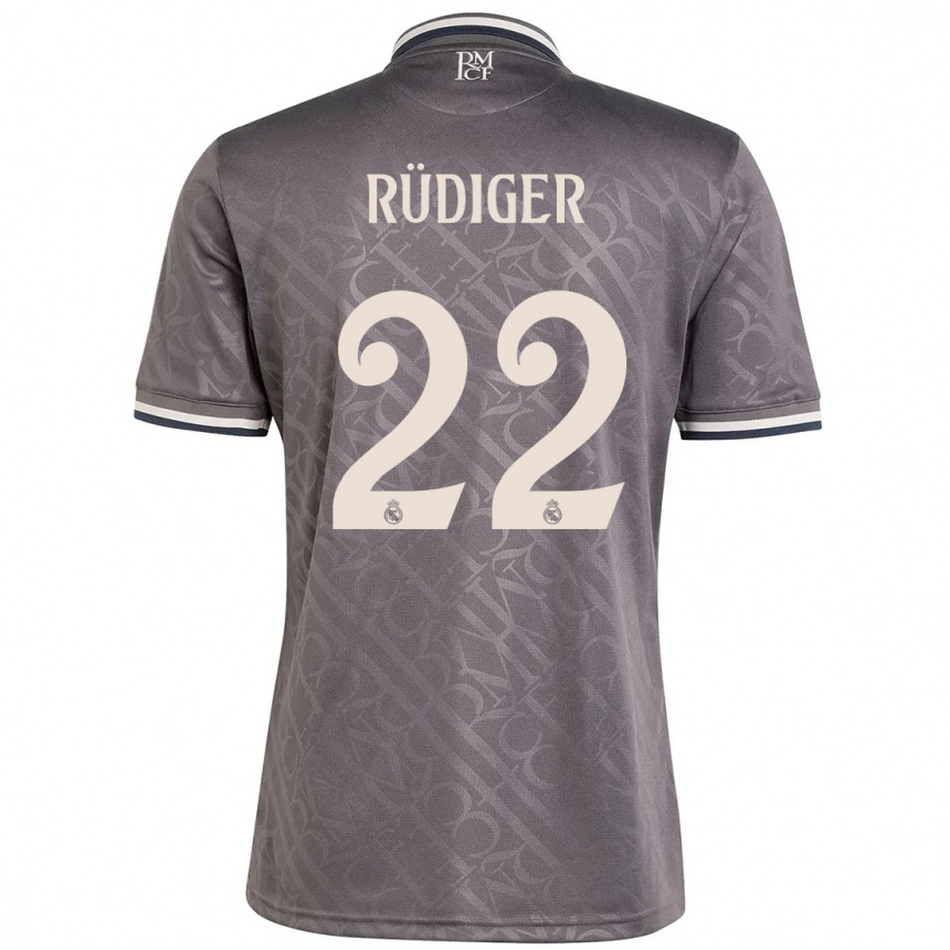 Kinder Fußball Antonio Rudiger #22 Anthrazit Ausweichtrikot Trikot 2024/25 T-Shirt Luxemburg