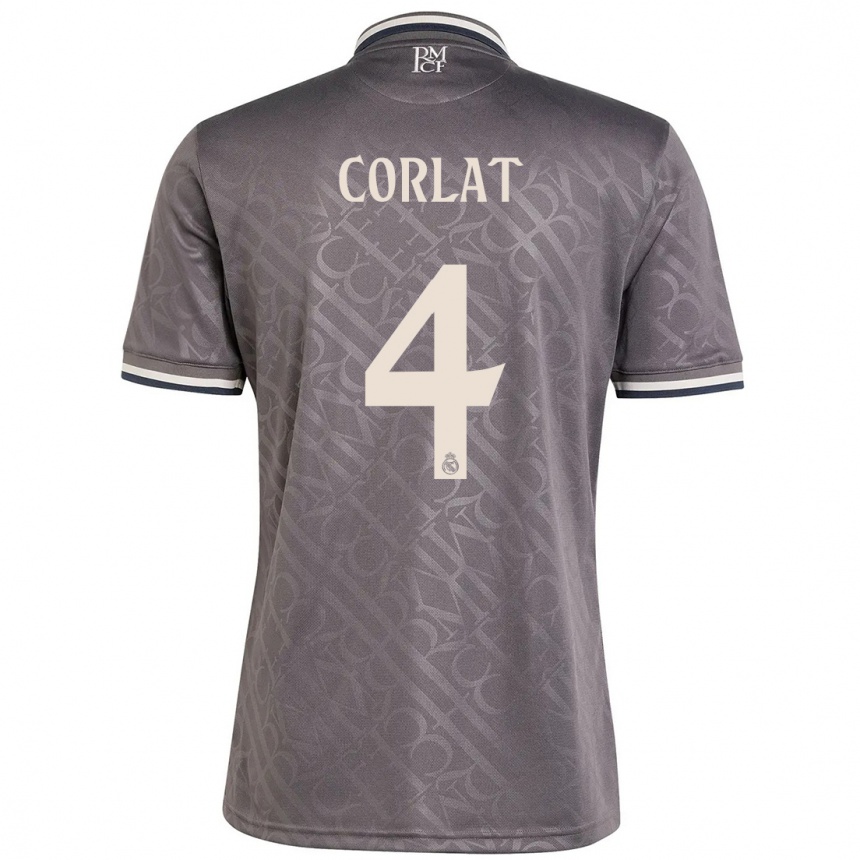 Kinder Fußball Edu Corlat #4 Anthrazit Ausweichtrikot Trikot 2024/25 T-Shirt Luxemburg