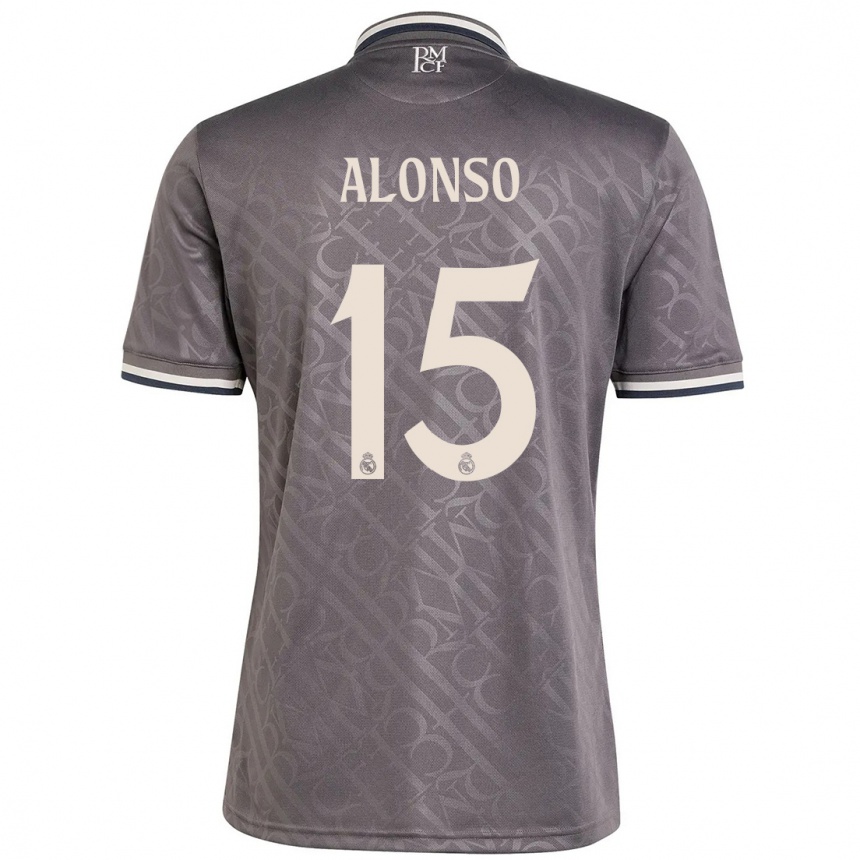 Kinder Fußball Borja Alonso #15 Anthrazit Ausweichtrikot Trikot 2024/25 T-Shirt Luxemburg