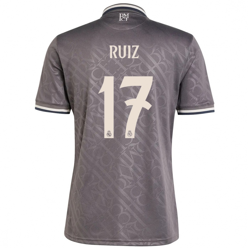 Kinder Fußball David Ruiz #17 Anthrazit Ausweichtrikot Trikot 2024/25 T-Shirt Luxemburg