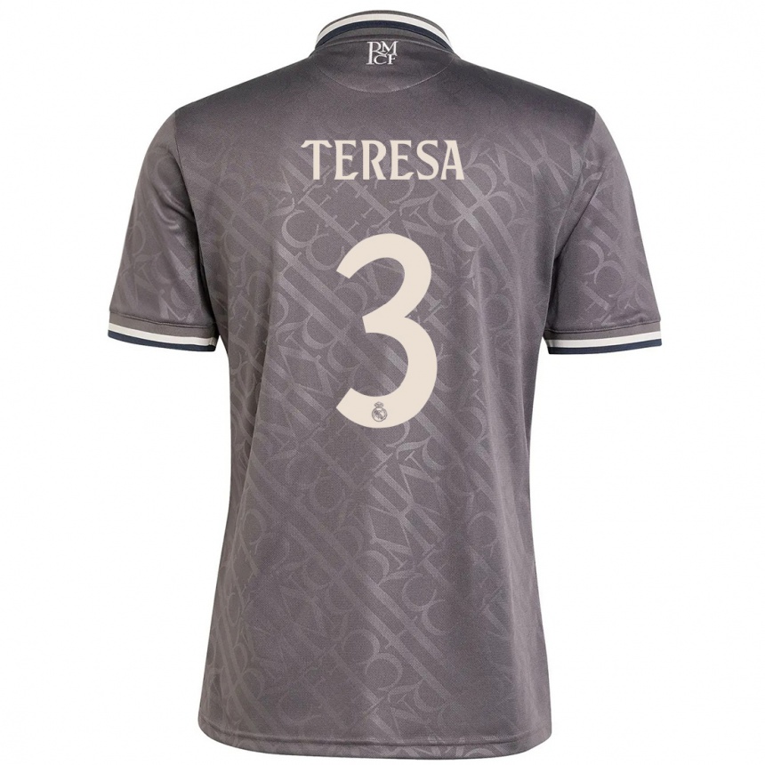 Kinder Fußball Teresa Abelleira #3 Anthrazit Ausweichtrikot Trikot 2024/25 T-Shirt Luxemburg