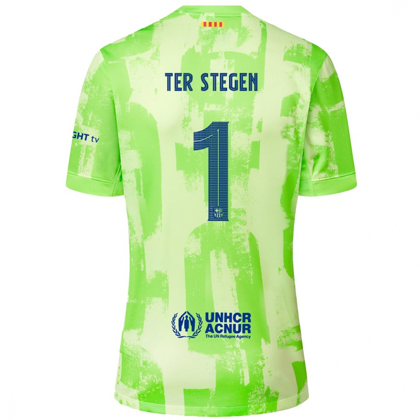 Kinder Fußball Marc-Andre Ter Stegen #1 Limettengrün Ausweichtrikot Trikot 2024/25 T-Shirt Luxemburg