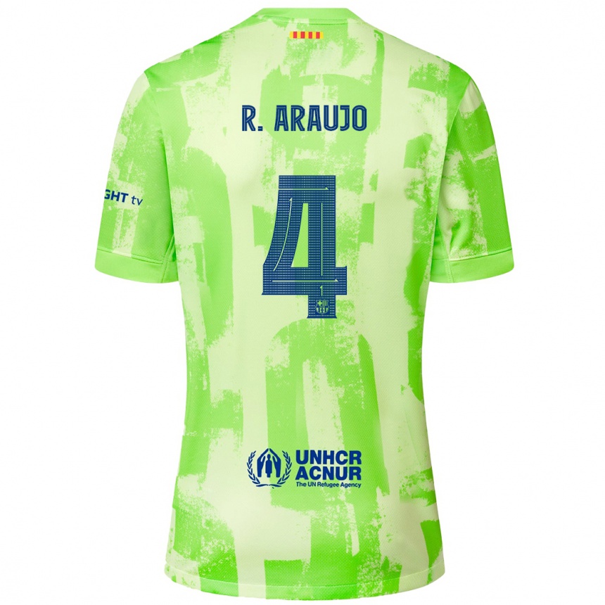 Kinder Fußball Ronald Araujo #4 Limettengrün Ausweichtrikot Trikot 2024/25 T-Shirt Luxemburg