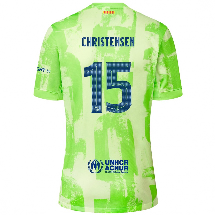 Kinder Fußball Andreas Christensen #15 Limettengrün Ausweichtrikot Trikot 2024/25 T-Shirt Luxemburg