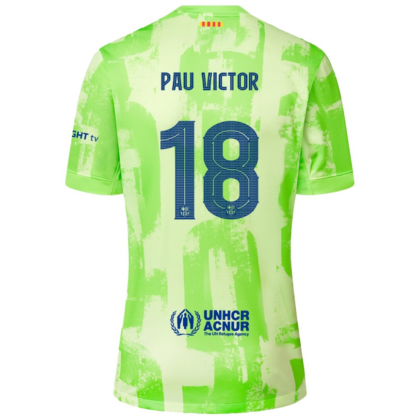 Kinder Fußball Pau Víctor #18 Limettengrün Ausweichtrikot Trikot 2024/25 T-Shirt Luxemburg