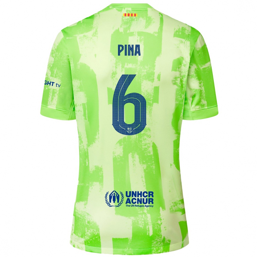 Kinder Fußball Claudia Pina #6 Limettengrün Ausweichtrikot Trikot 2024/25 T-Shirt Luxemburg