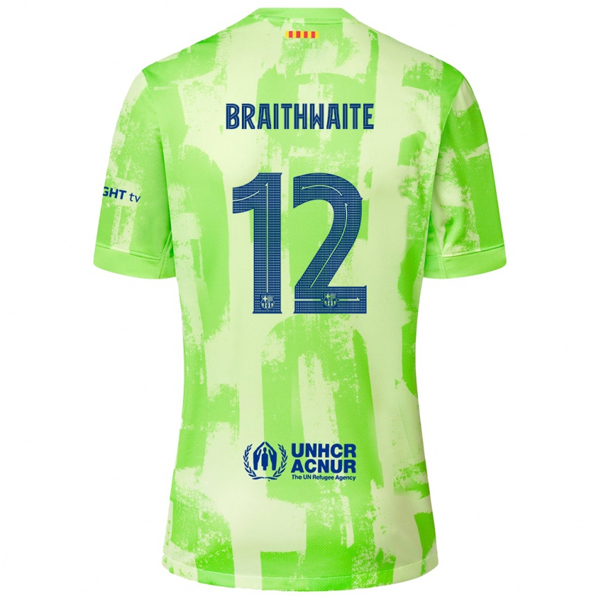 Kinder Fußball Martin Braithwaite #12 Limettengrün Ausweichtrikot Trikot 2024/25 T-Shirt Luxemburg