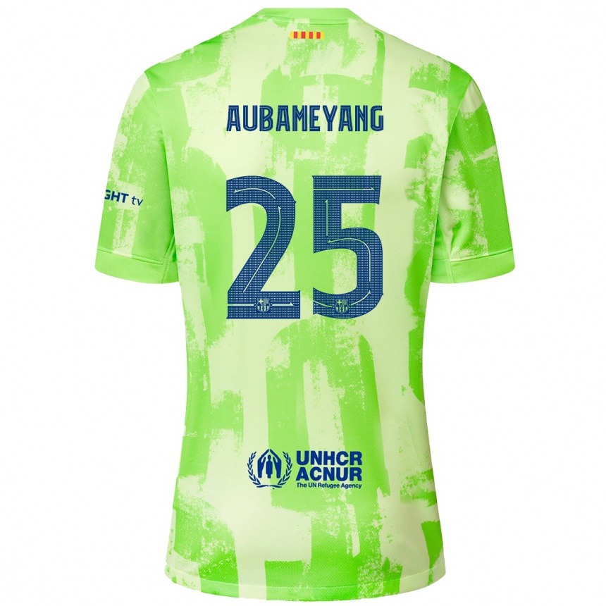 Kinder Fußball Pierre Emerick Aubameyang #25 Limettengrün Ausweichtrikot Trikot 2024/25 T-Shirt Luxemburg