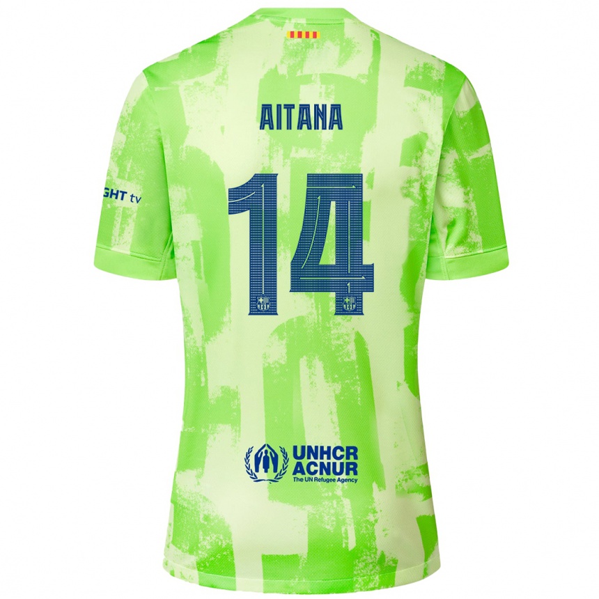 Kinder Fußball Aitana Bonmati #14 Limettengrün Ausweichtrikot Trikot 2024/25 T-Shirt Luxemburg