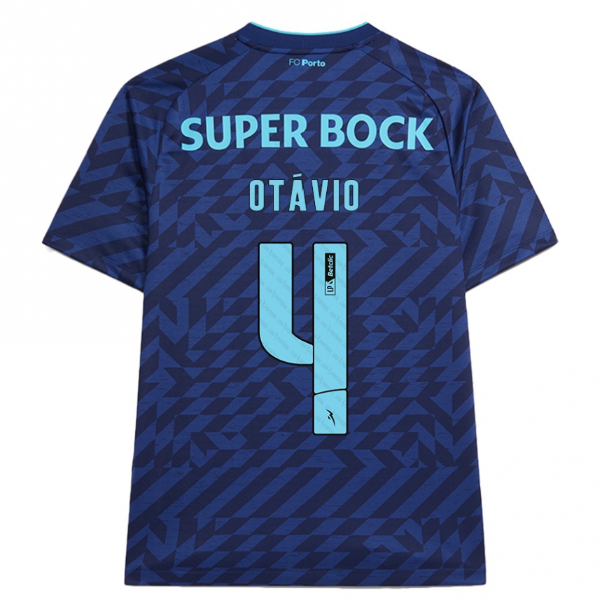 Kinder Fußball Otávio #4 Marineblau Ausweichtrikot Trikot 2024/25 T-Shirt Luxemburg