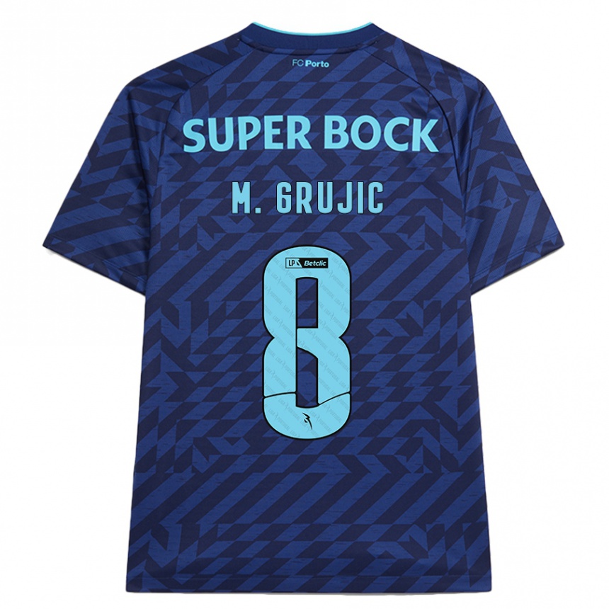 Kinder Fußball Marko Grujic #8 Marineblau Ausweichtrikot Trikot 2024/25 T-Shirt Luxemburg