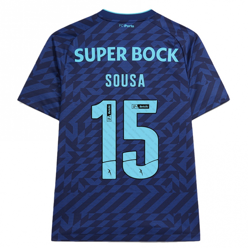 Kinder Fußball Vasco Sousa #15 Marineblau Ausweichtrikot Trikot 2024/25 T-Shirt Luxemburg