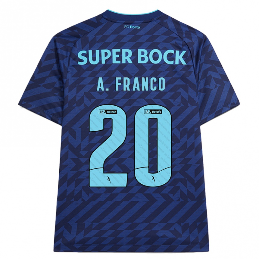 Kinder Fußball André Franco #20 Marineblau Ausweichtrikot Trikot 2024/25 T-Shirt Luxemburg