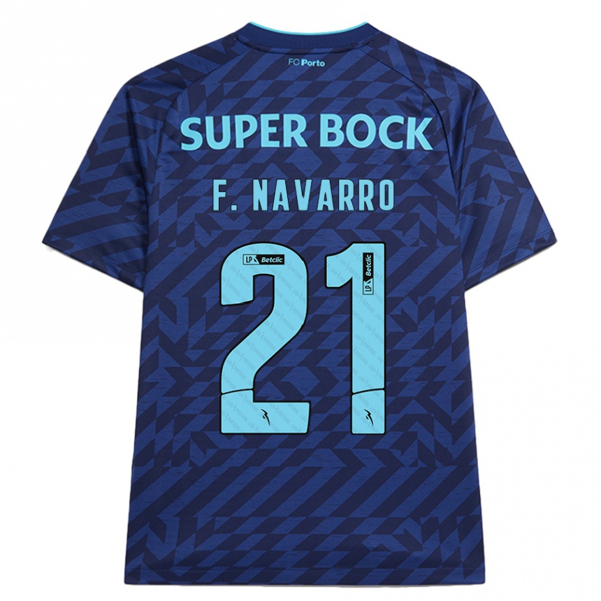 Kinder Fußball Fran Navarro #21 Marineblau Ausweichtrikot Trikot 2024/25 T-Shirt Luxemburg