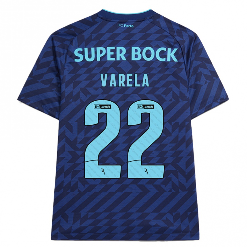 Kinder Fußball Alan Varela #22 Marineblau Ausweichtrikot Trikot 2024/25 T-Shirt Luxemburg