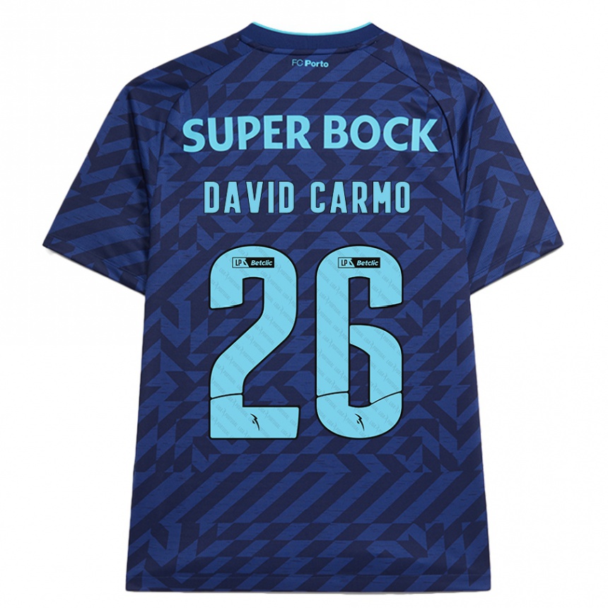 Kinder Fußball David Carmo #26 Marineblau Ausweichtrikot Trikot 2024/25 T-Shirt Luxemburg