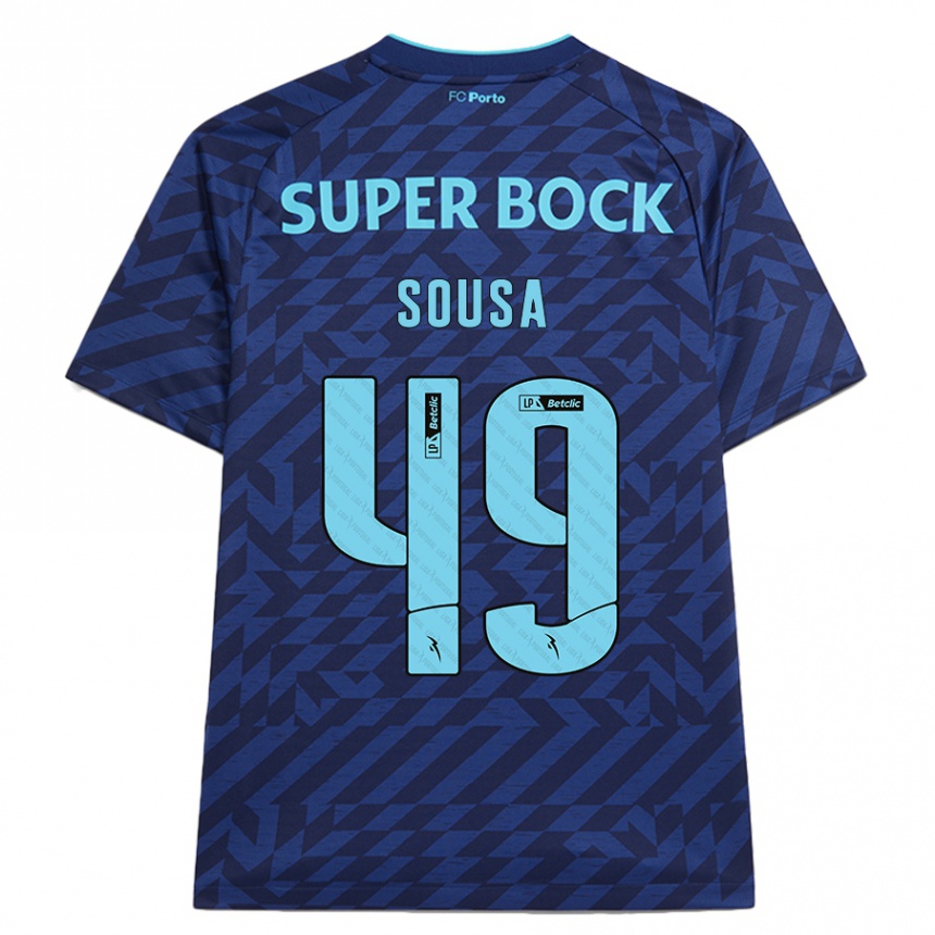 Kinder Fußball Gonçalo Sousa #49 Marineblau Ausweichtrikot Trikot 2024/25 T-Shirt Luxemburg