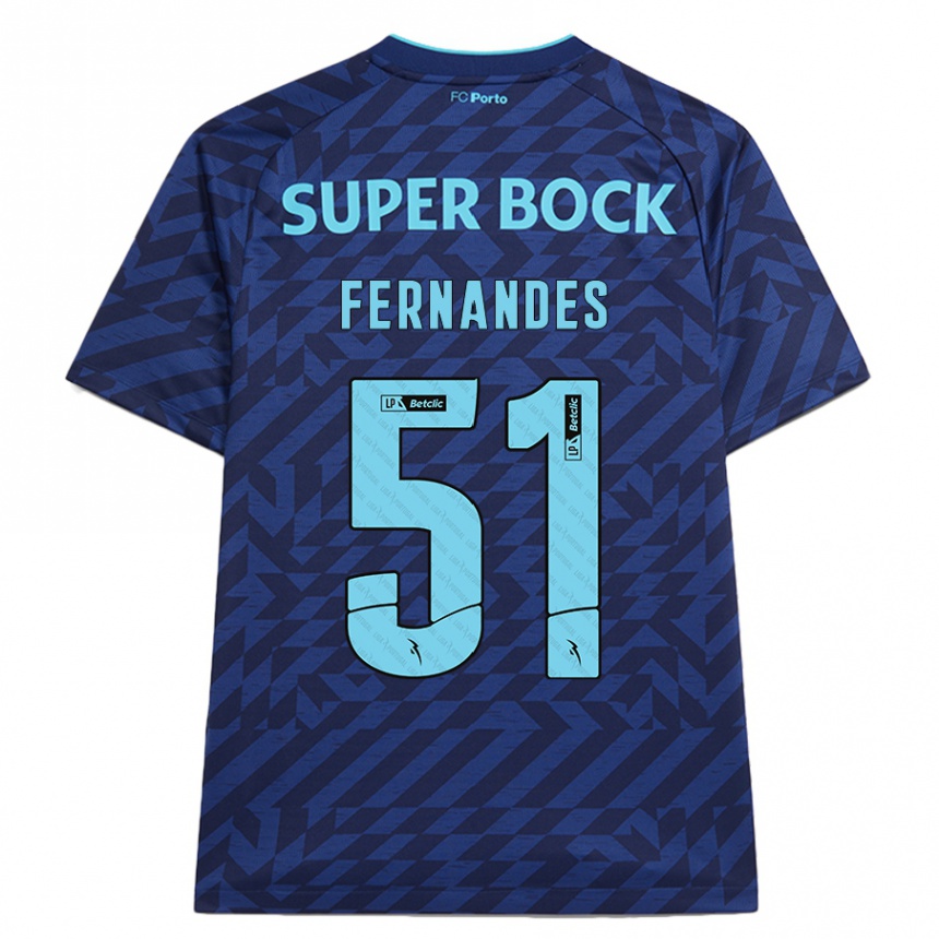 Kinder Fußball Diogo Fernandes #51 Marineblau Ausweichtrikot Trikot 2024/25 T-Shirt Luxemburg