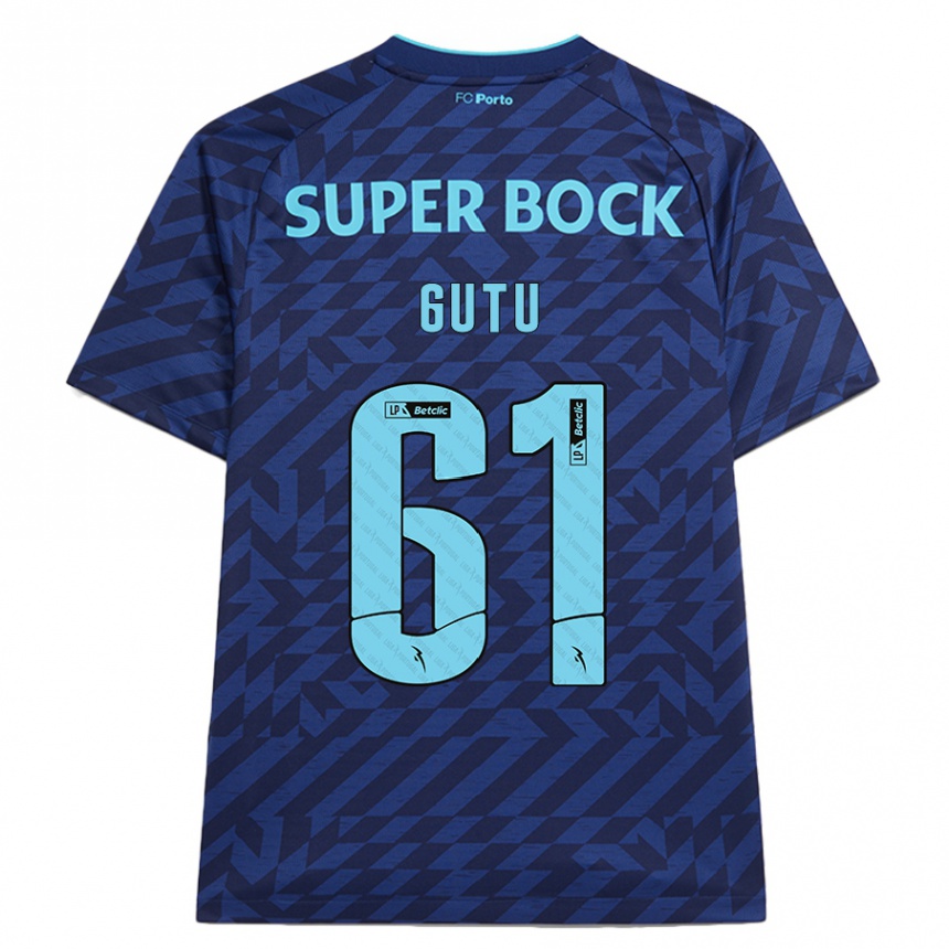 Kinder Fußball Denis Gutu #61 Marineblau Ausweichtrikot Trikot 2024/25 T-Shirt Luxemburg