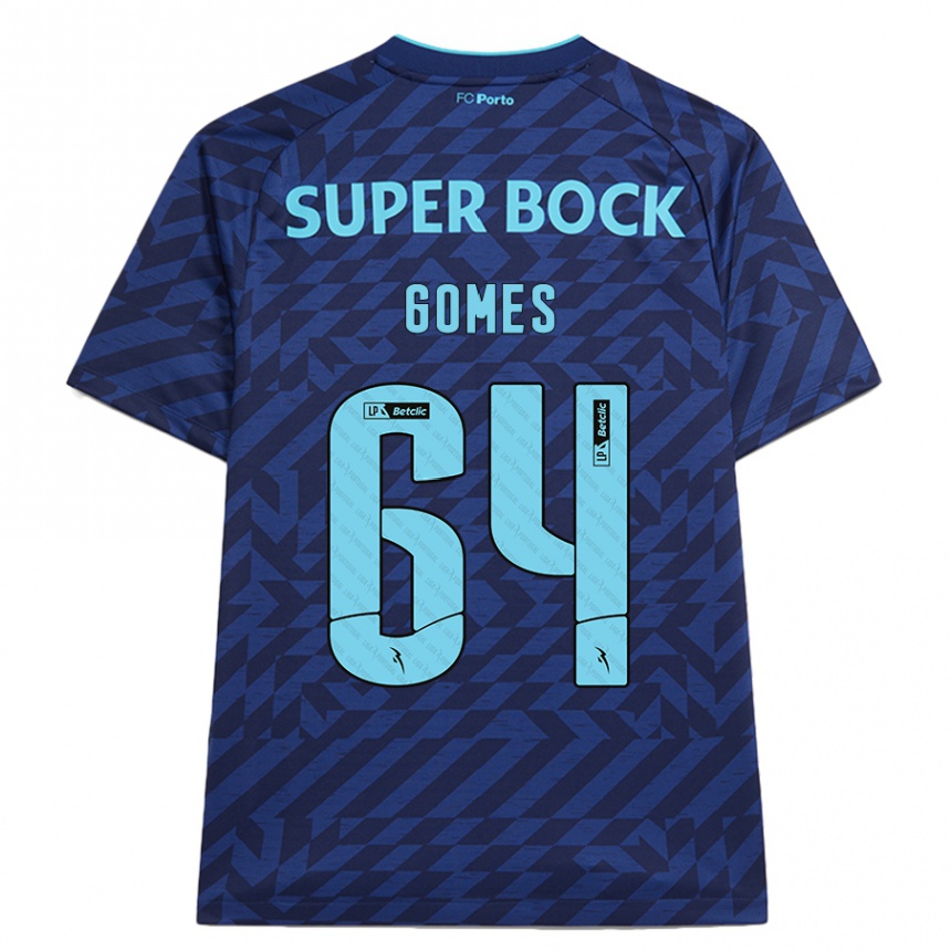 Kinder Fußball Luís Gomes #64 Marineblau Ausweichtrikot Trikot 2024/25 T-Shirt Luxemburg