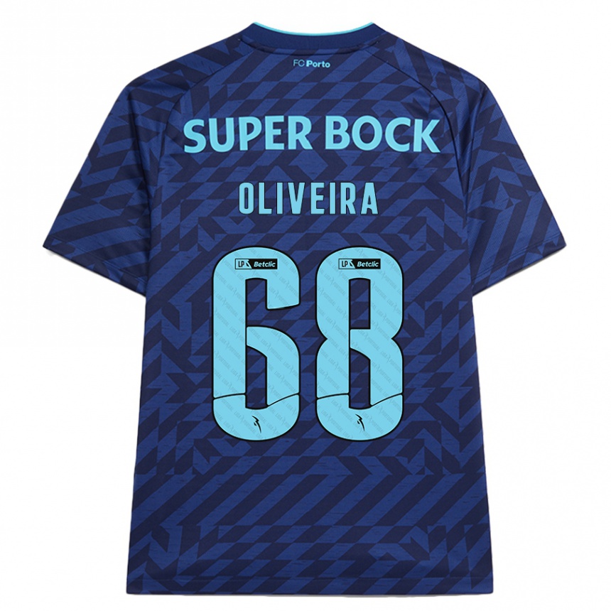 Kinder Fußball André Oliveira #68 Marineblau Ausweichtrikot Trikot 2024/25 T-Shirt Luxemburg