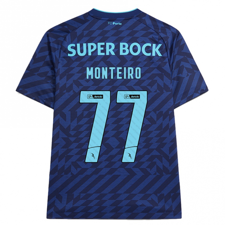 Kinder Fußball Rui Monteiro #77 Marineblau Ausweichtrikot Trikot 2024/25 T-Shirt Luxemburg