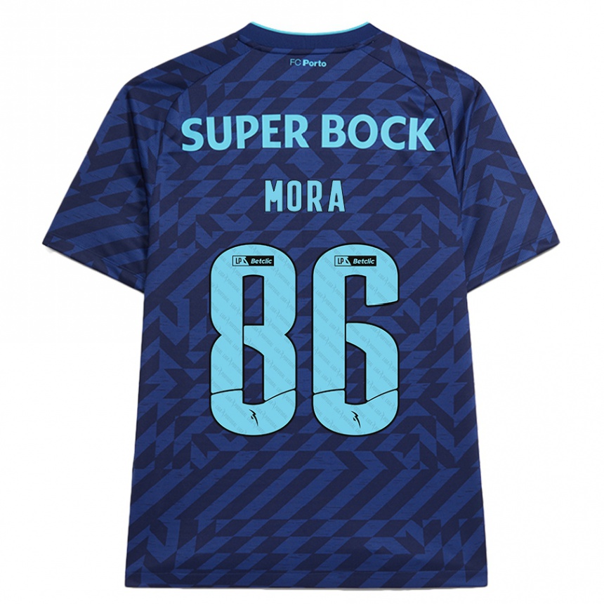 Kinder Fußball Rodrigo Mora #86 Marineblau Ausweichtrikot Trikot 2024/25 T-Shirt Luxemburg